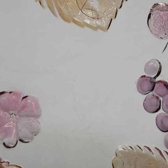 Vintage Clear Glass Serving Tray Dish Round Etched - Picture 7 of 7